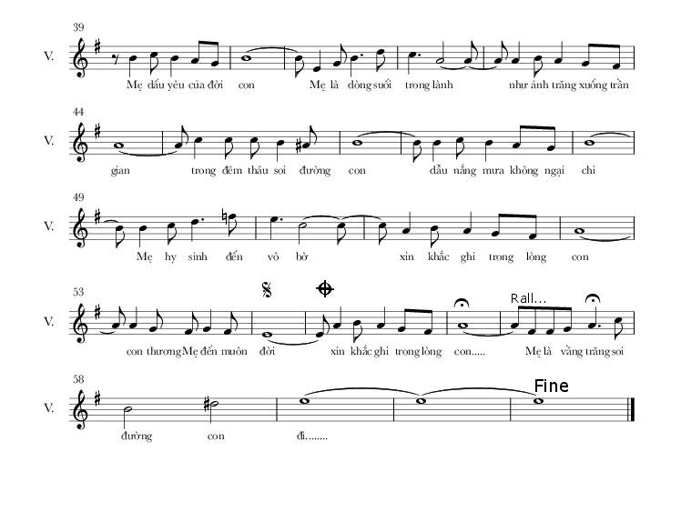 Sheet nhạc Mẹ Là Vầng Trăng Sáng 2